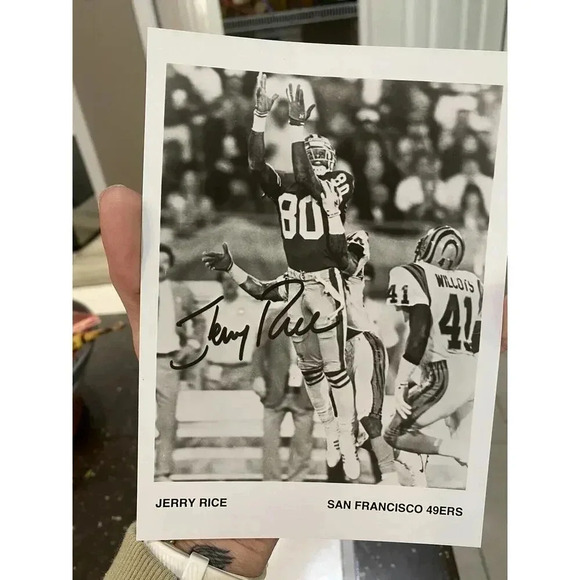 Autographed Signed Football Photo 4x6 Jerry Rice 49ers w/ Letter of Authenticity - Picture 2 of 4